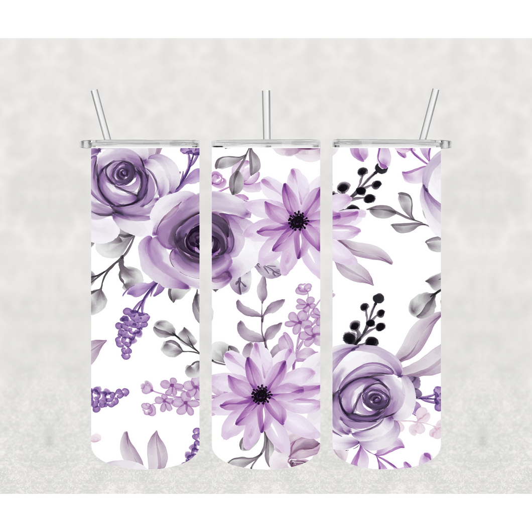 Purple Floral Tumbler