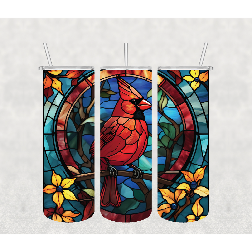 Stained Glass Cardinal Tumbler