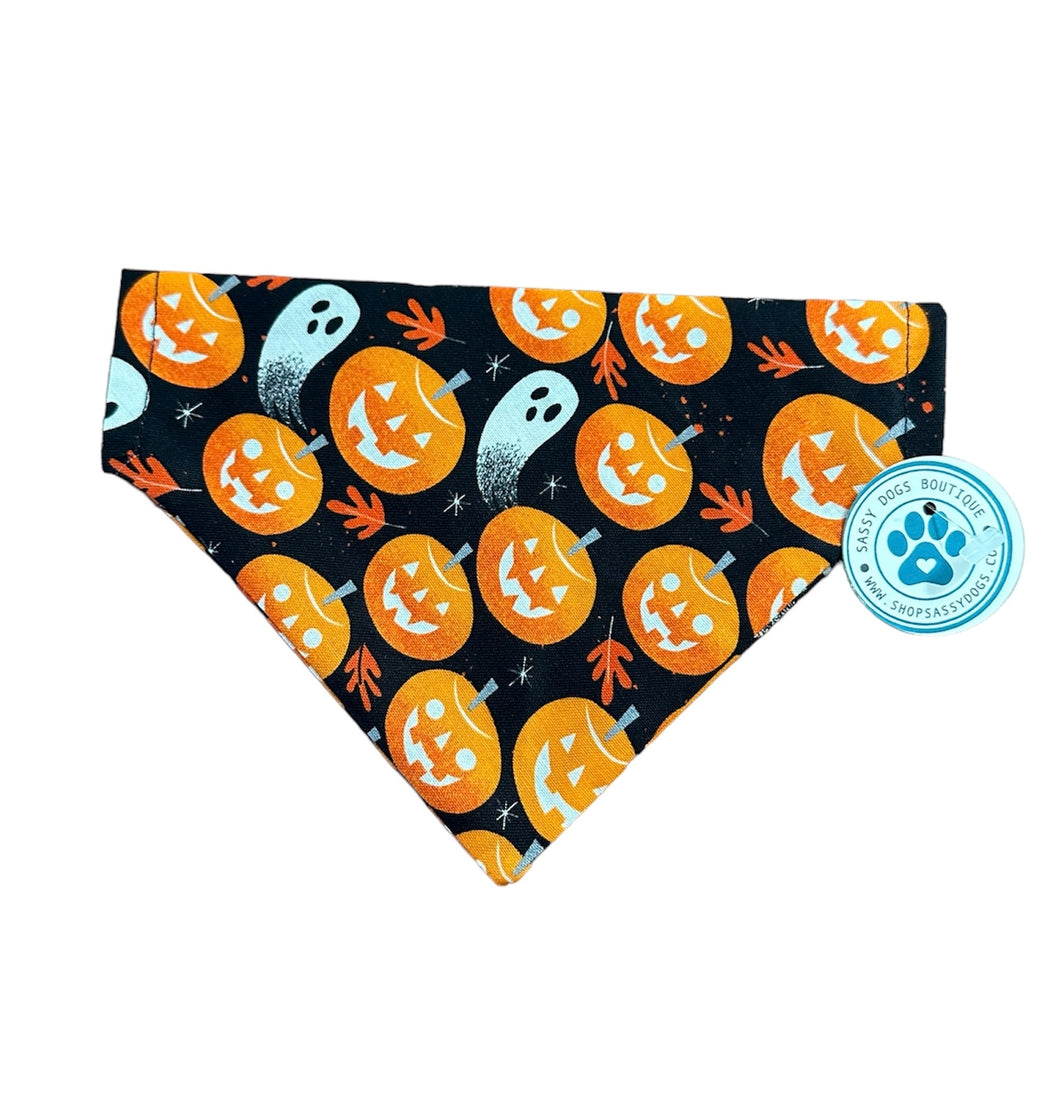 Pumpkin and Ghost Halloween Dog Bandana