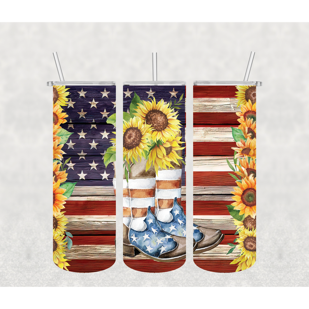 Country Sunflower Boots Tumbler