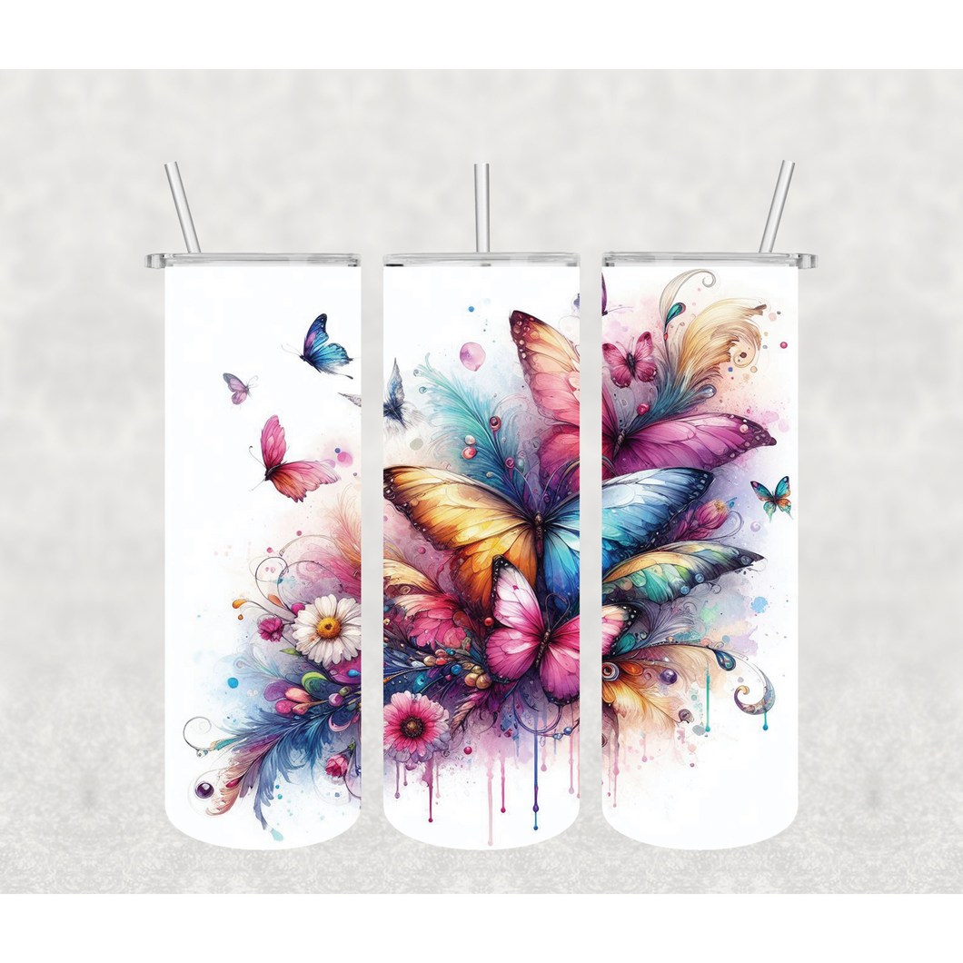 Watercolor Butterfly Tumbler