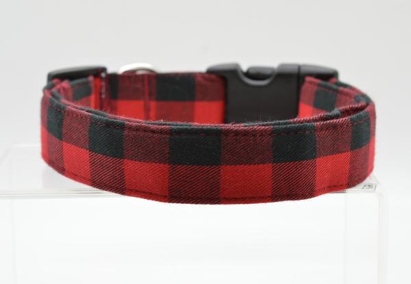Red/Black Buffalo Plaid Dog Collar - Sassy Dogs Boutique