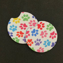 Load image into Gallery viewer, Neoprene Paw Print Car Coaster Set (2) - Sassy Dogs Boutique 
